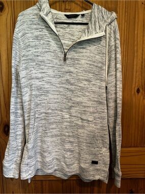 Outpost Men's Heather Light Gray Quarter-Zip Hooded Sweater